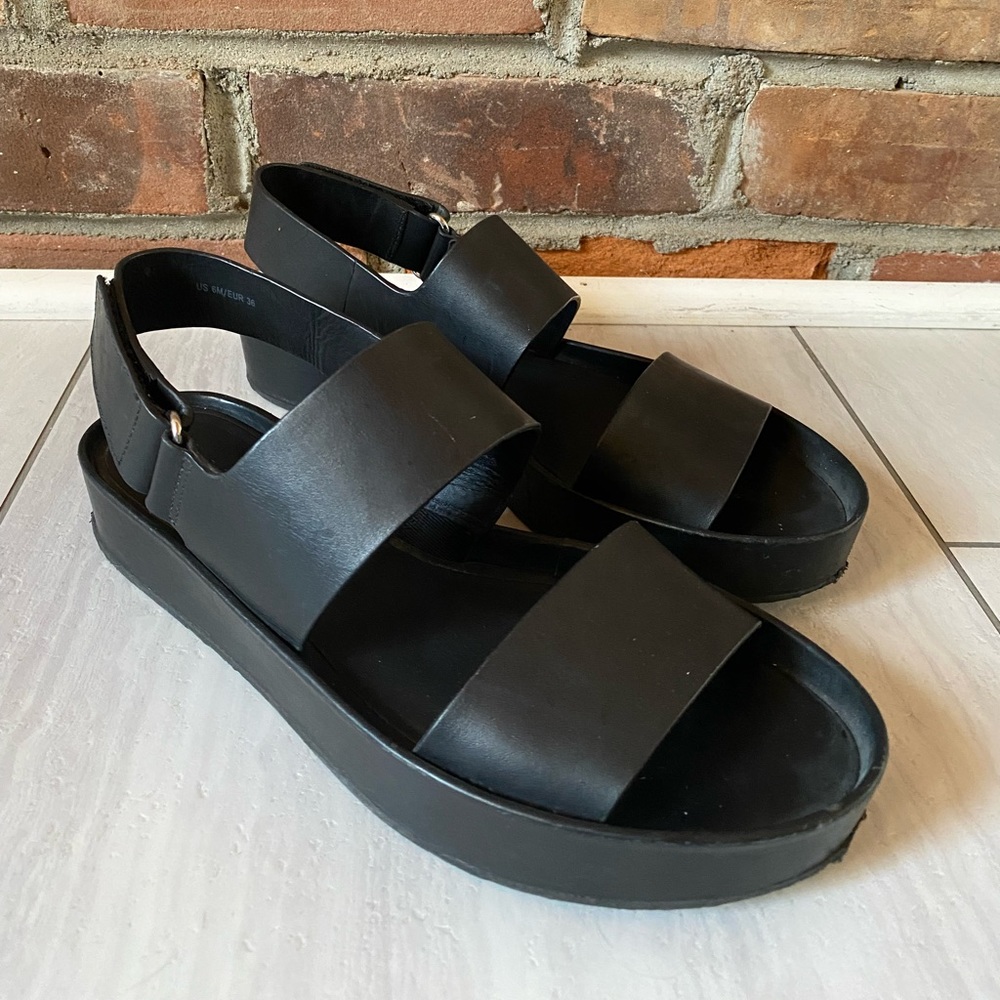 VINCE Marrett Platform Leather Sandals black size 6 - Picture 5 of 14